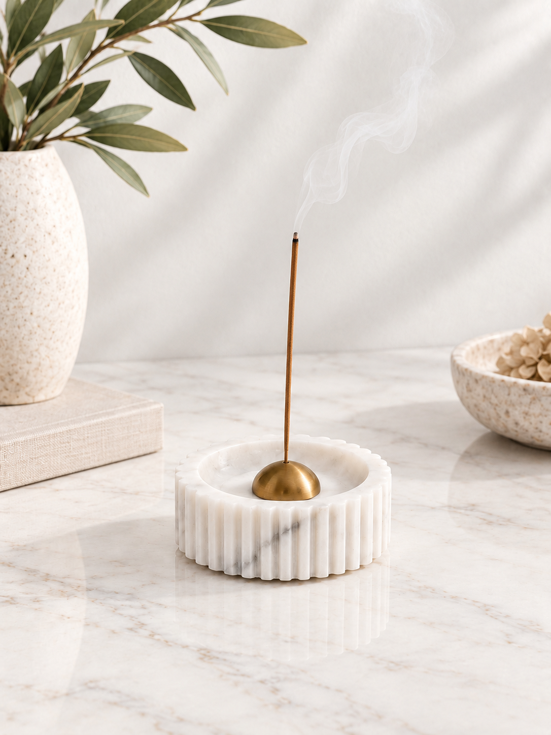 Italian Arabescato Orbit Incense Stick Holder