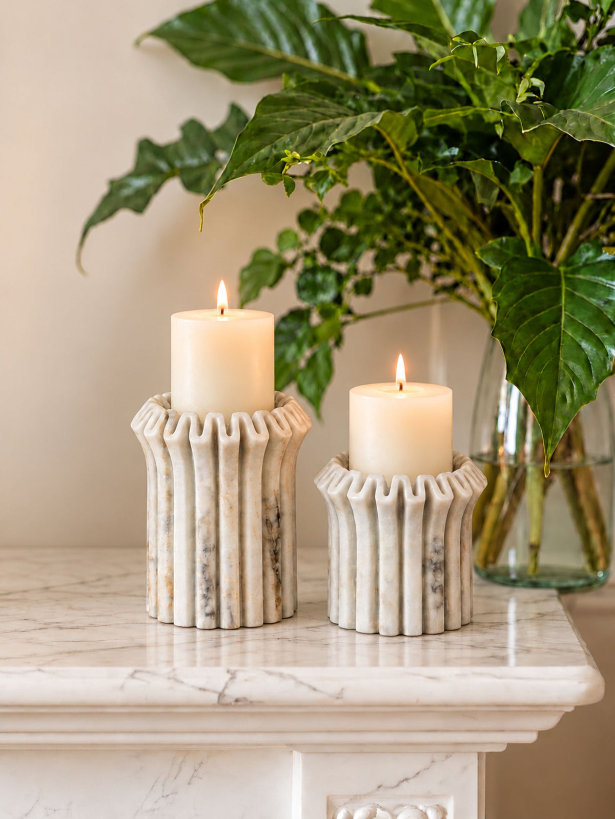 Rivero Fluted Pillar Candle Holder set of 2