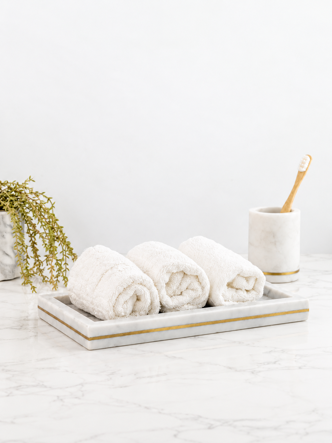 Solena White Marble Bath Tray