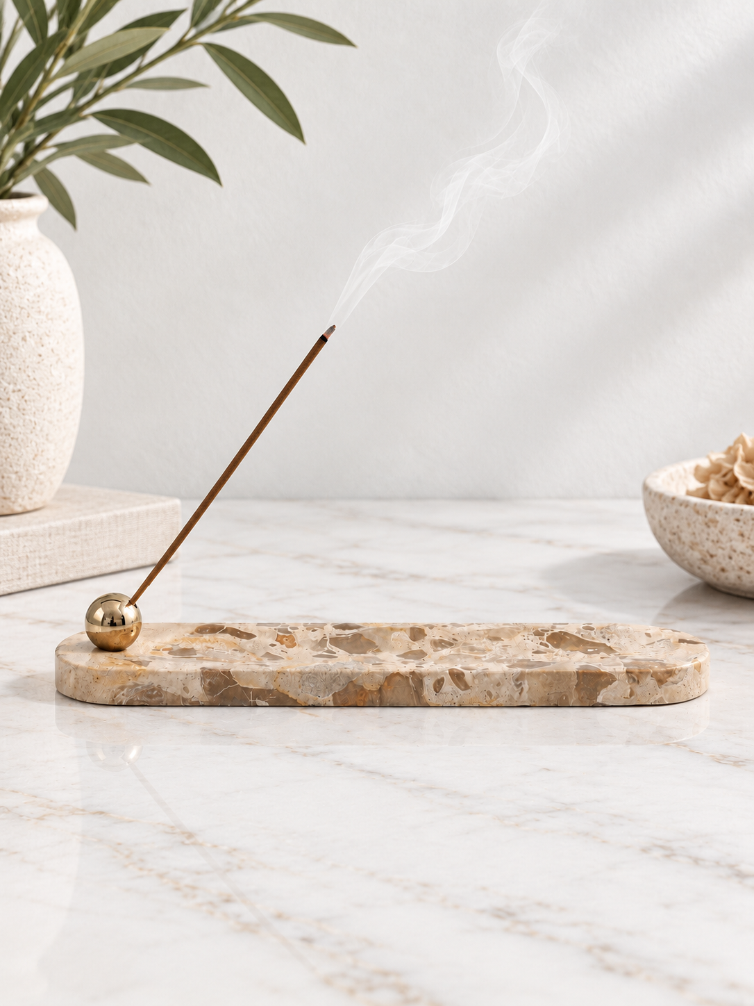 Fossil Beige Arc Incense Stick Holder