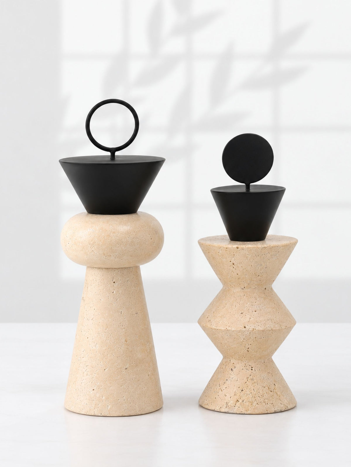 Italian Travertine Marble Sienna Decorative Set of 2