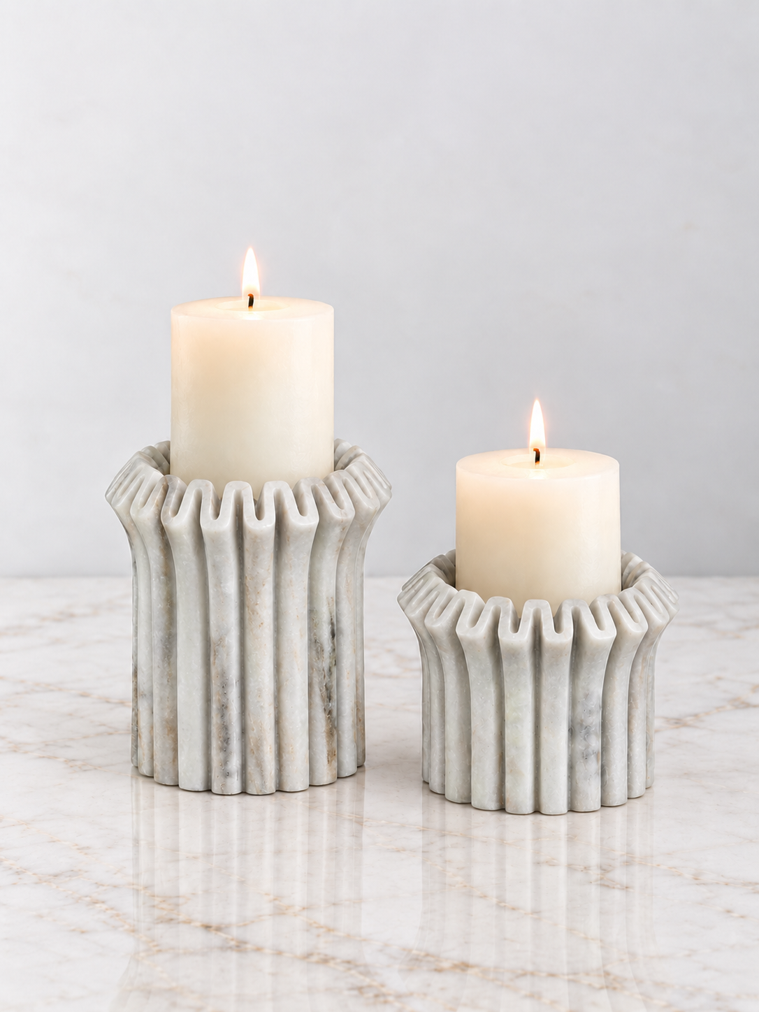 Rivero Fluted Pillar Candle Holder set of 2