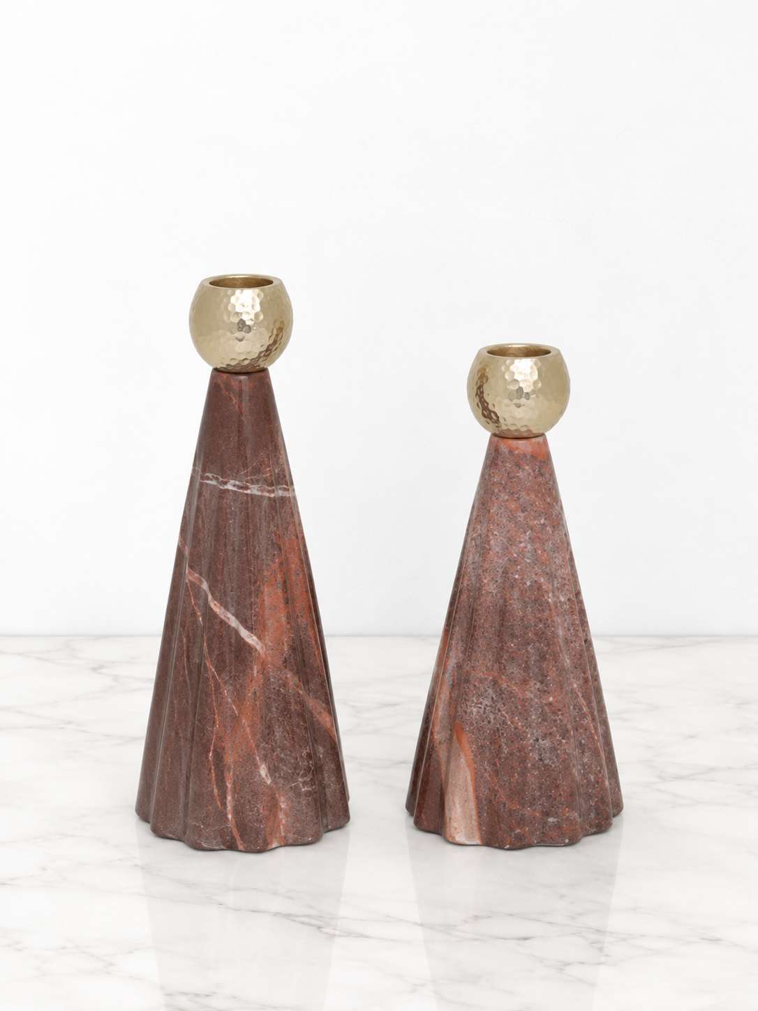 Red Levanto Marble Etoile Tapper Candle Holder set of 2