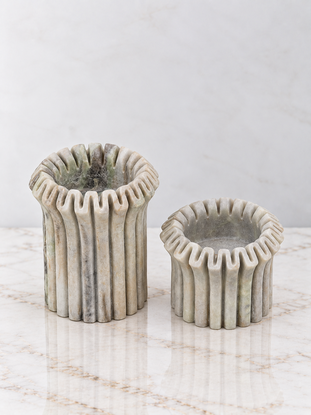Rivero Fluted Pillar Candle Holder set of 2