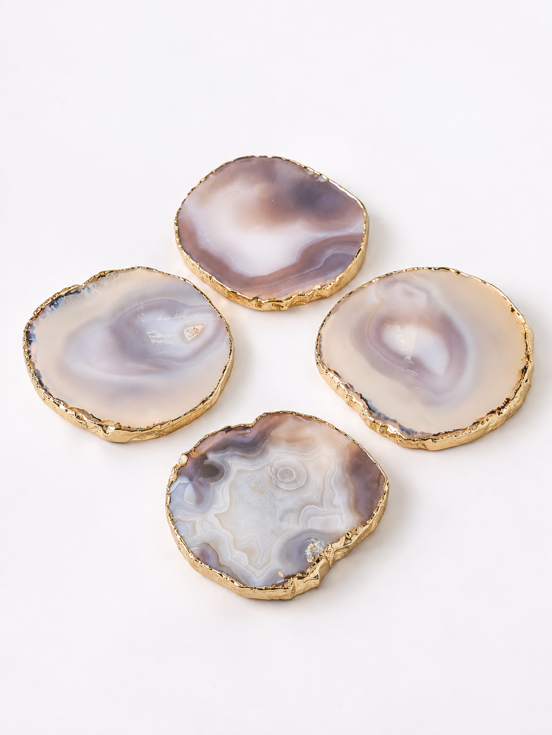 Slate Grey Agate Coasters set of 4