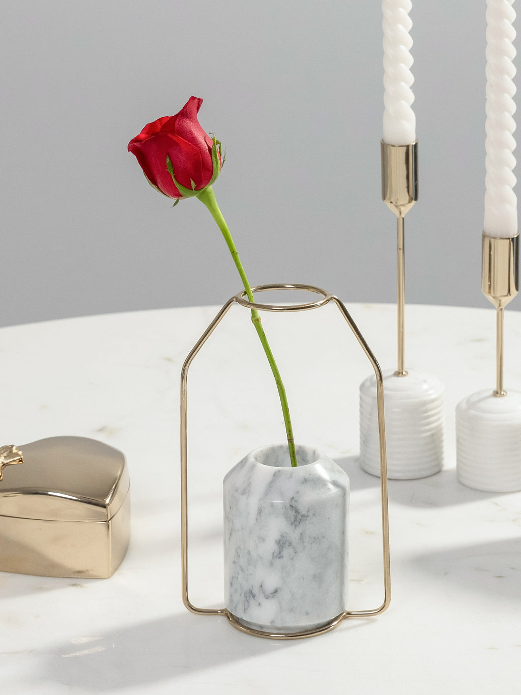 Italian Arabescato Marble Lantern Vase