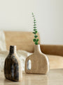 Italian Travertine and Gold Flower Marble Vase