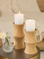 Cavello Wooden Candle Holders - Set Of 2