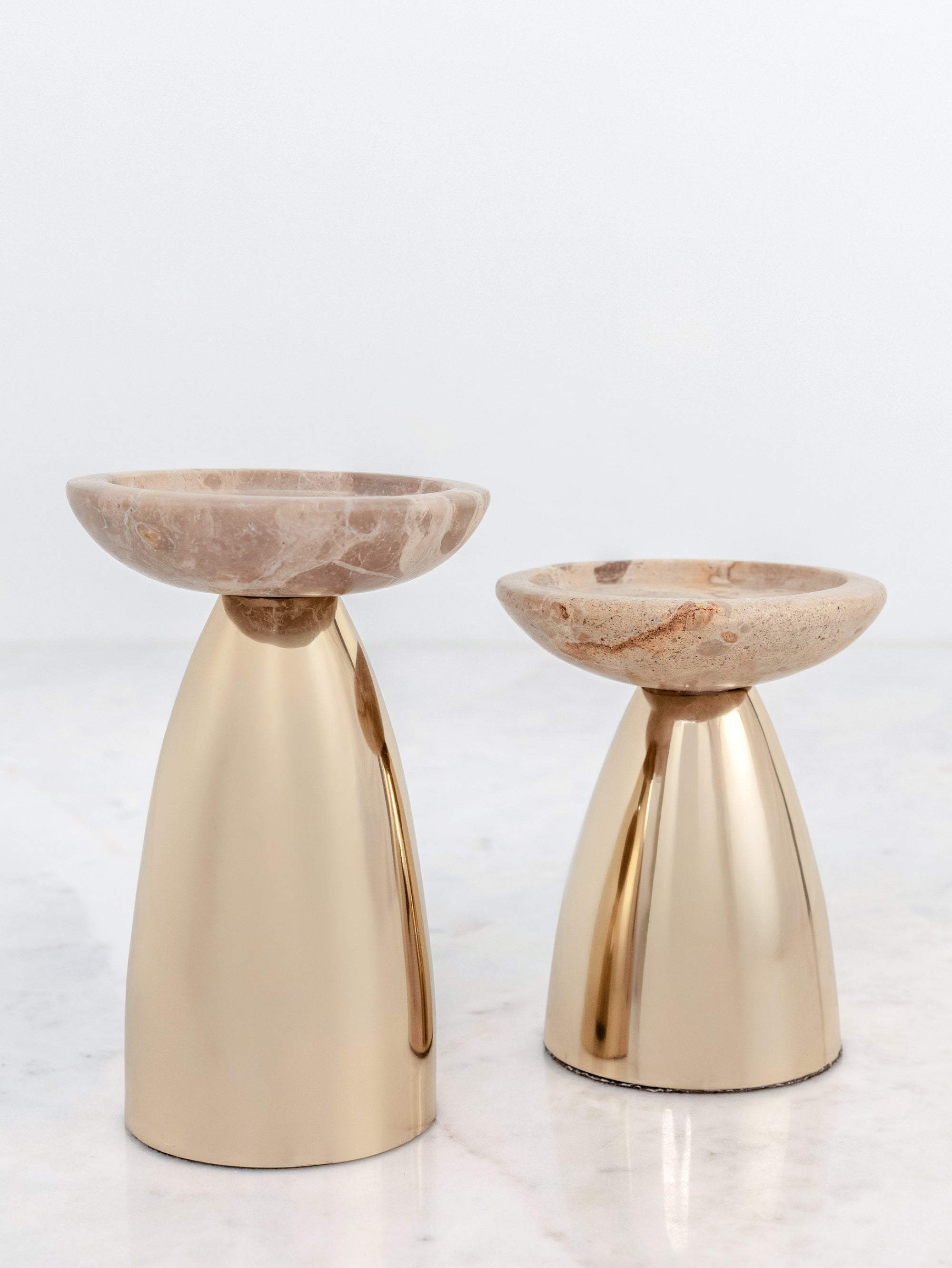 Fossil Beige Pillar Candle Holder Set of 2 - H-PCH-0017 image 3