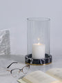 Black Marquina Marble Base Hurricane Candle Holder