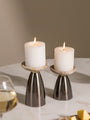 Fossil Beige Marble Candle Holder With Metal set of 2