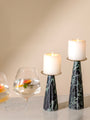 Aurelia Green Marble Pillar Candle Holder Set of 2