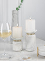 Italian Arabescato Marble Candle Holder - Set of 2