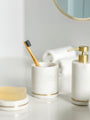 Solena White Marble Tumbler with Brass Accent