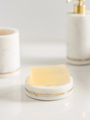 Solena White Marble Soap Dish with Brass Accent