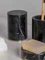Black Marquina Marble Canister with Lid and Gold Finish Base