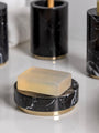 Black Marquina marble soap dish with gold finish