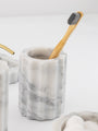 Italian Arabescato Marble Scalloped Toothbrush Holder