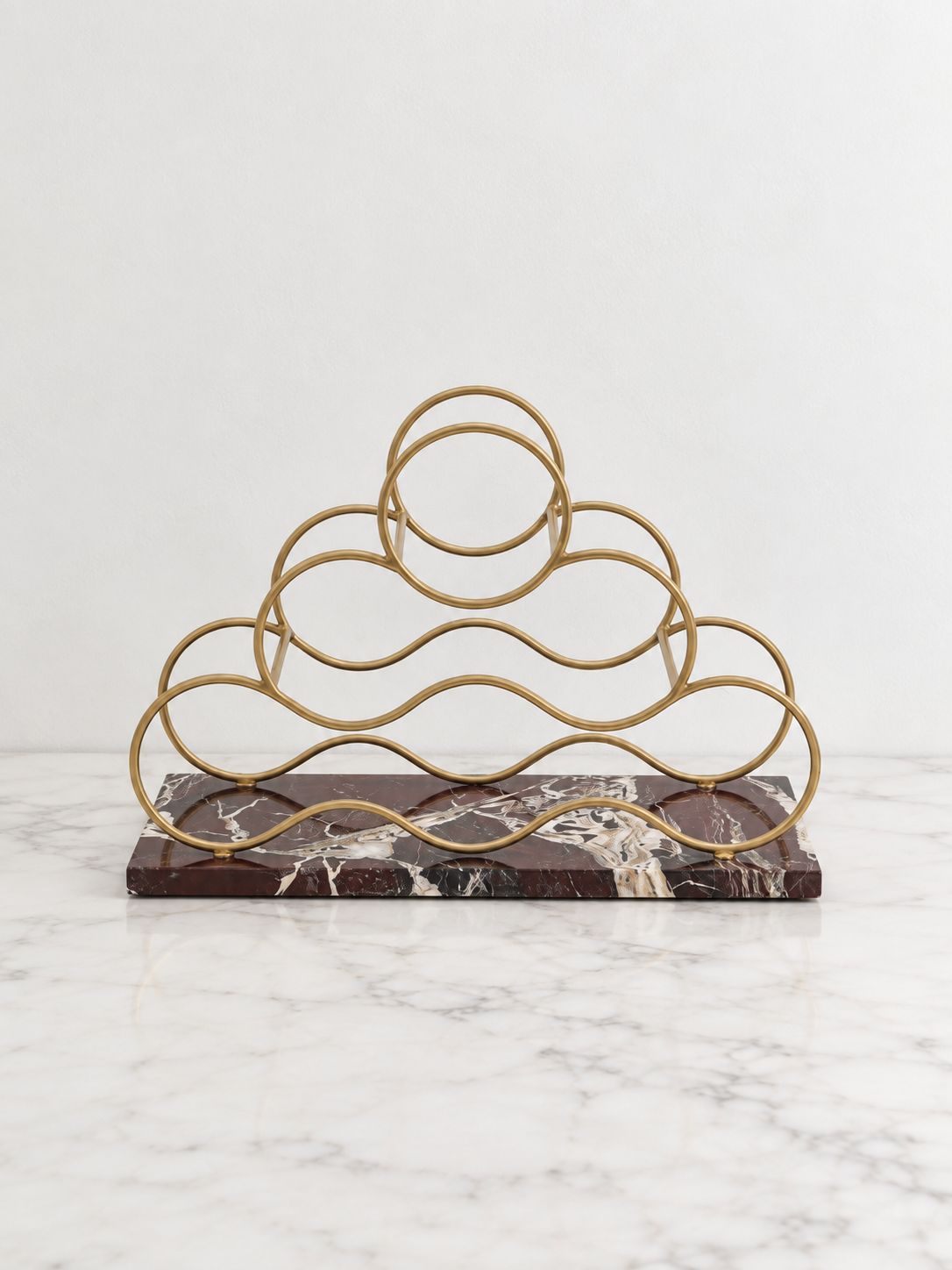 Rosso Levanto Marble Cask &amp; Curve Wine Rack - view 2