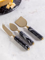 Black Marquina Marble With Brass Cheese Knives Set of 3