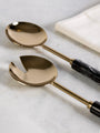 Black Marquina Marble with Brass Salad Server set of 2