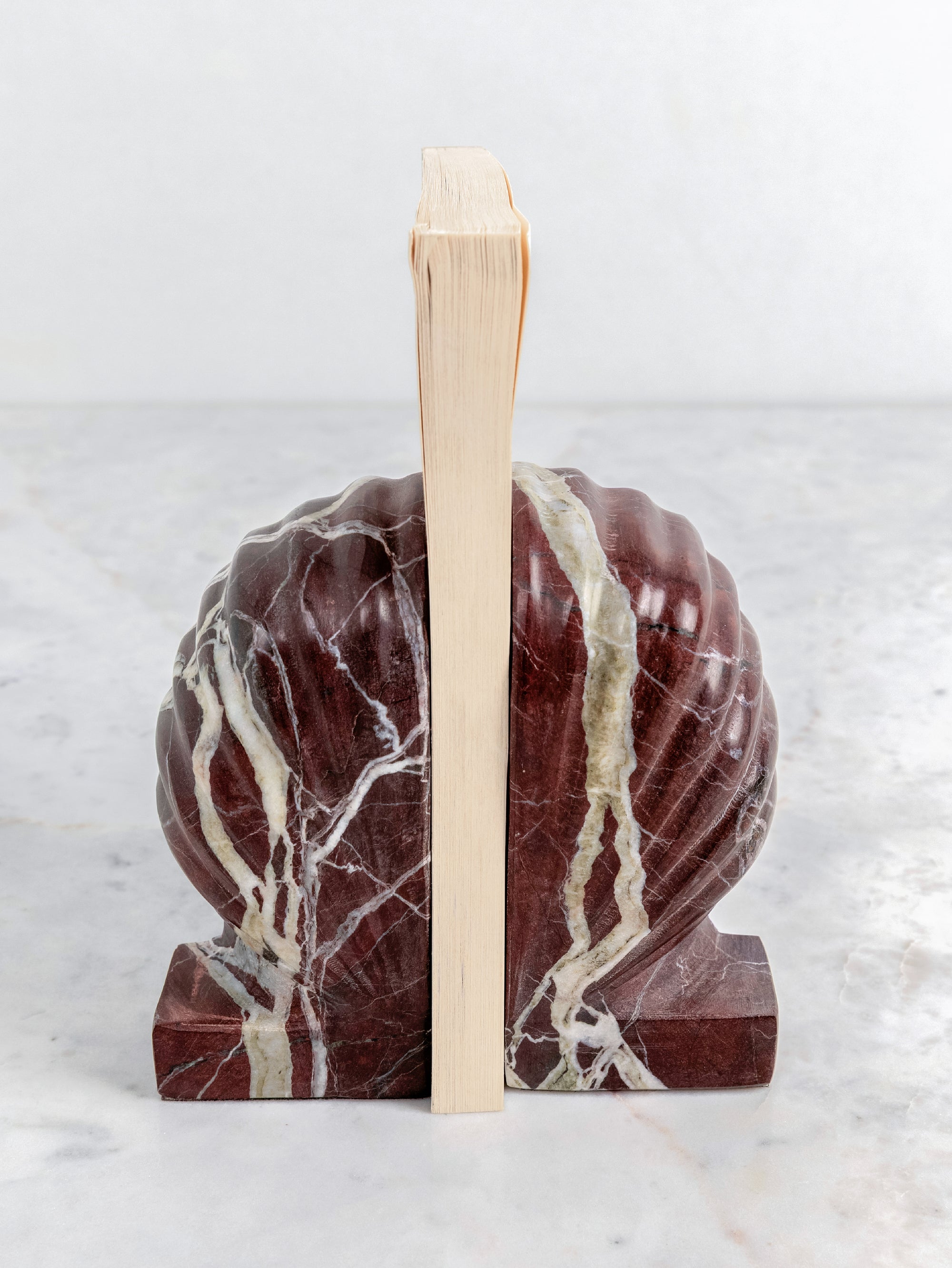 Rosso Levanto Sculpted Marble Bookends - H-SHD-0011A image 2