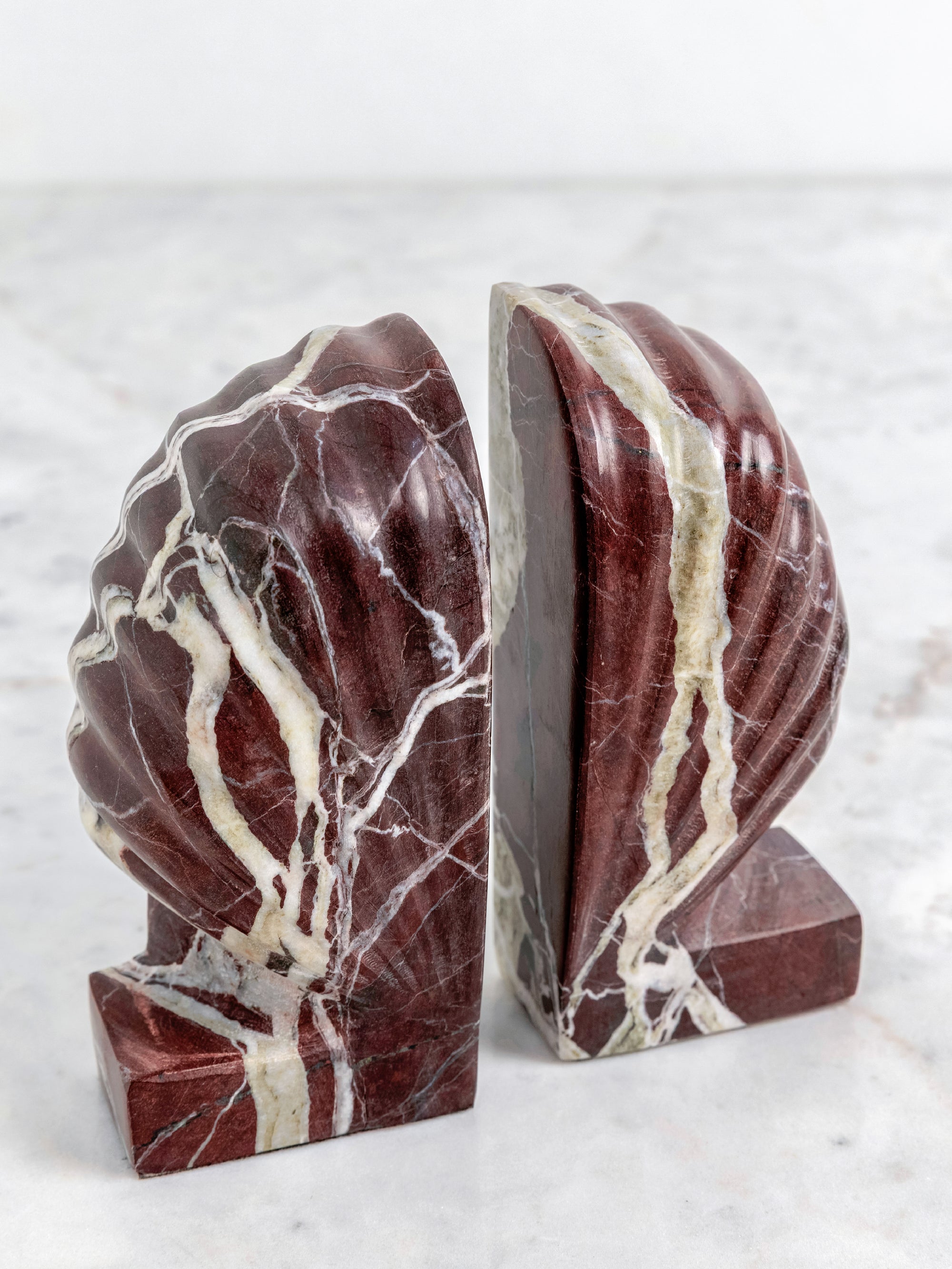 Rosso Levanto Sculpted Marble Bookends - H-SHD-0011A image 3