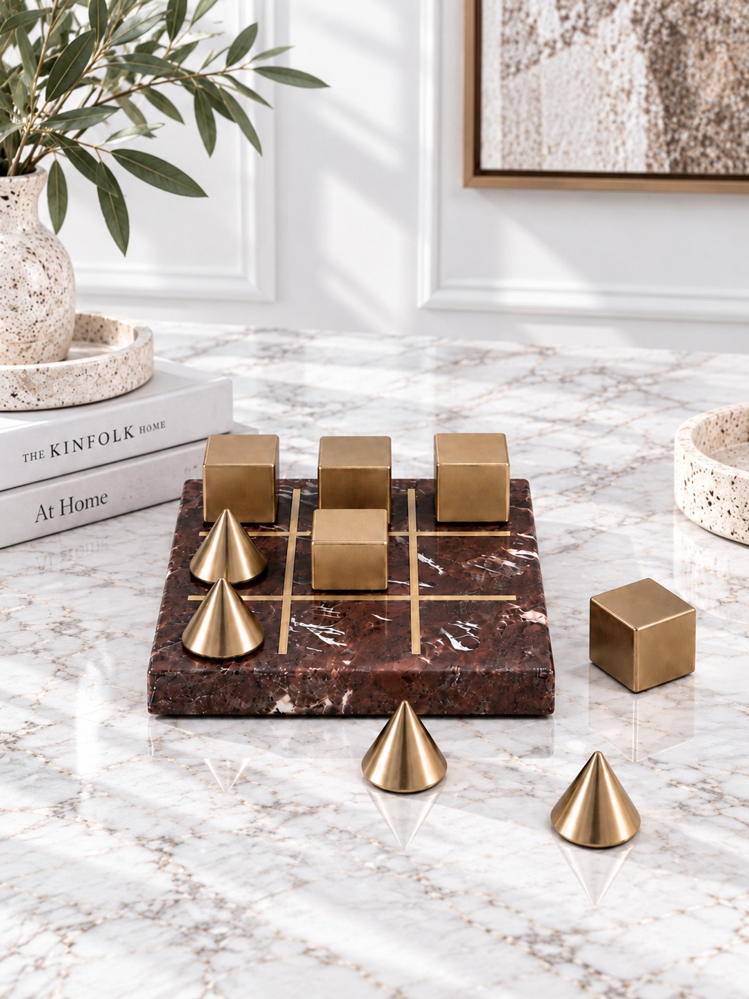 Spanish Rosso Levanto Marble Leisure tic-tac-toe set - view 1