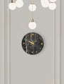 Black Marquina Marble Round Wall Clock with Brass Finish