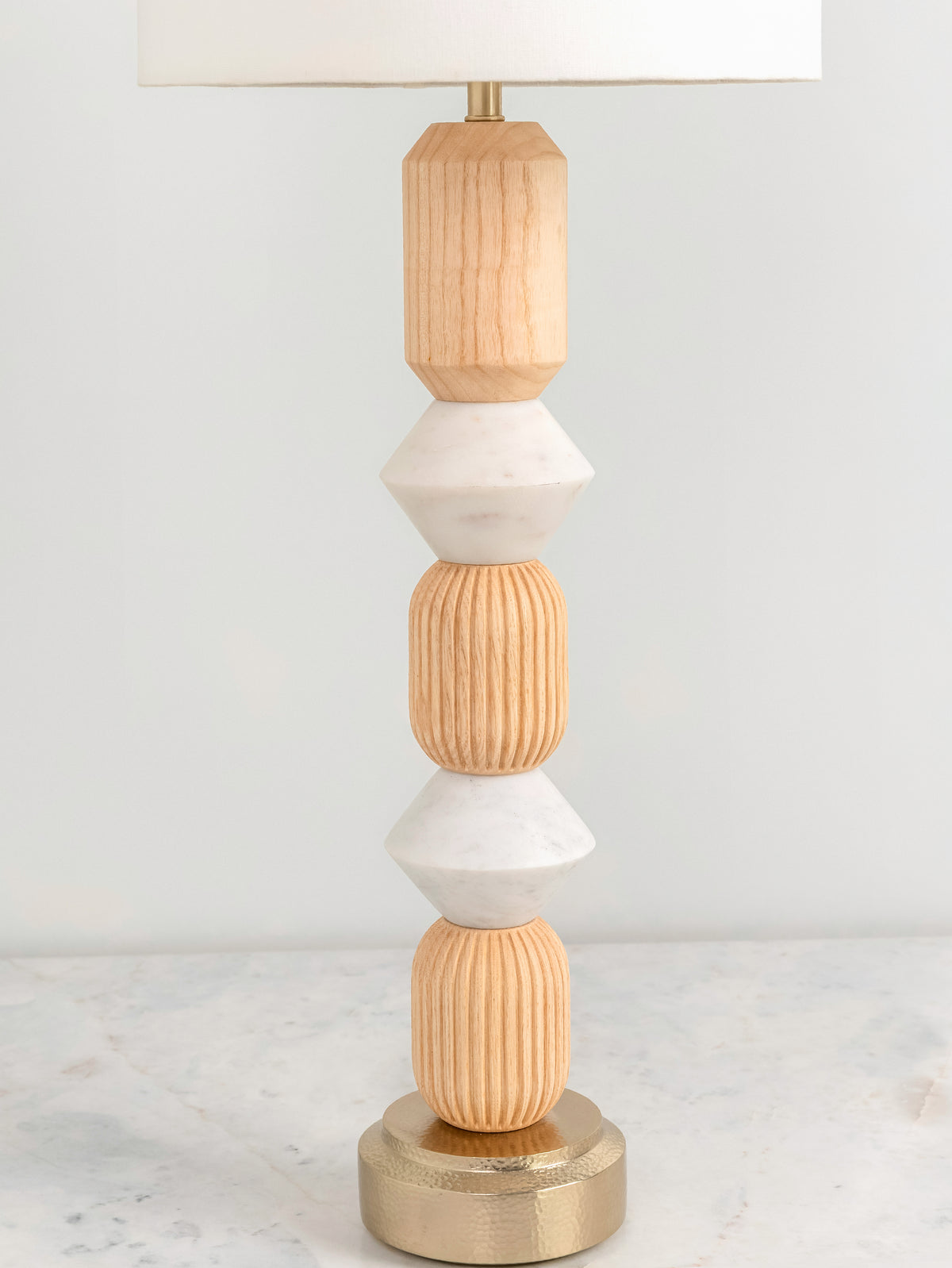 Linea White Marble & Ash wood Table Lamp