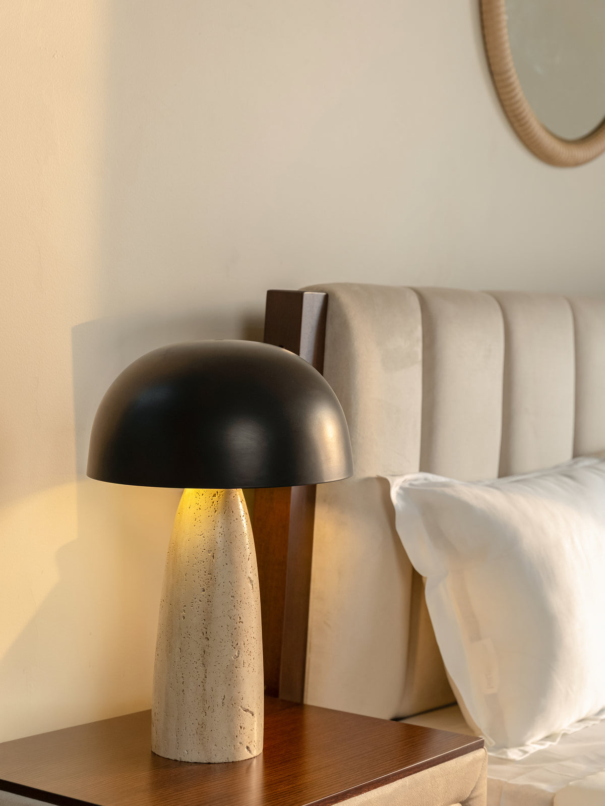 Italian Travertine Luna  Table Lamp