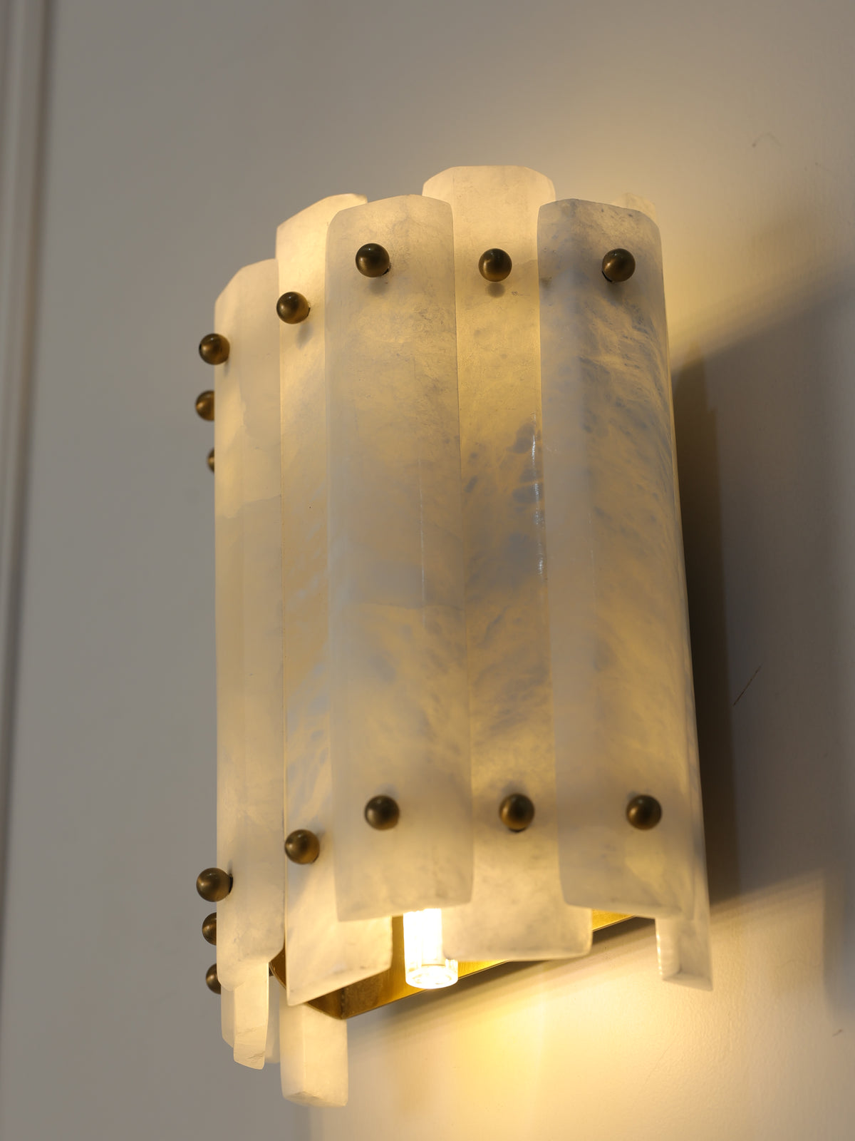 Spanish Alabaster Marble Strata Wall Sconce