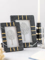 Black Marquina Marble Photo Frame with Brass Inlays (4"X6")