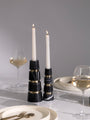 Spanish Black Marquina Crest Candle Holders – Set Of 2