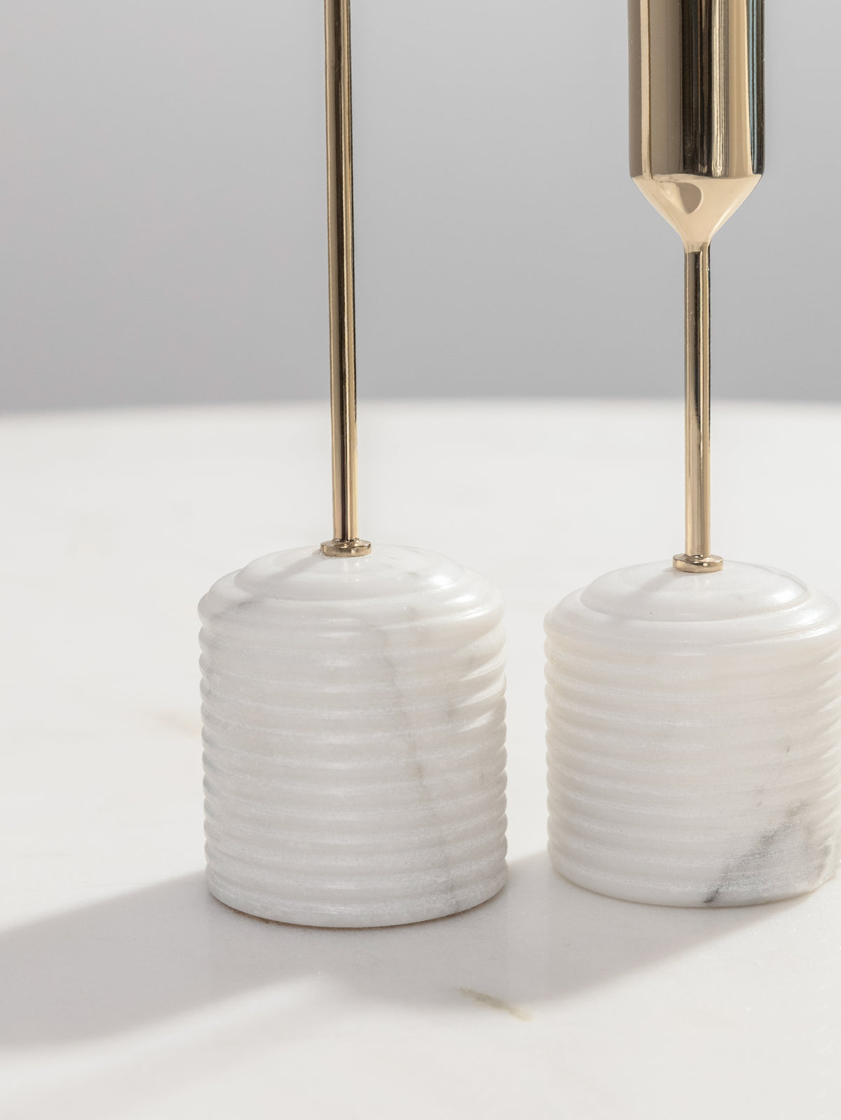 Italian Arabescato Atelier Taper Candle Holder set of 2