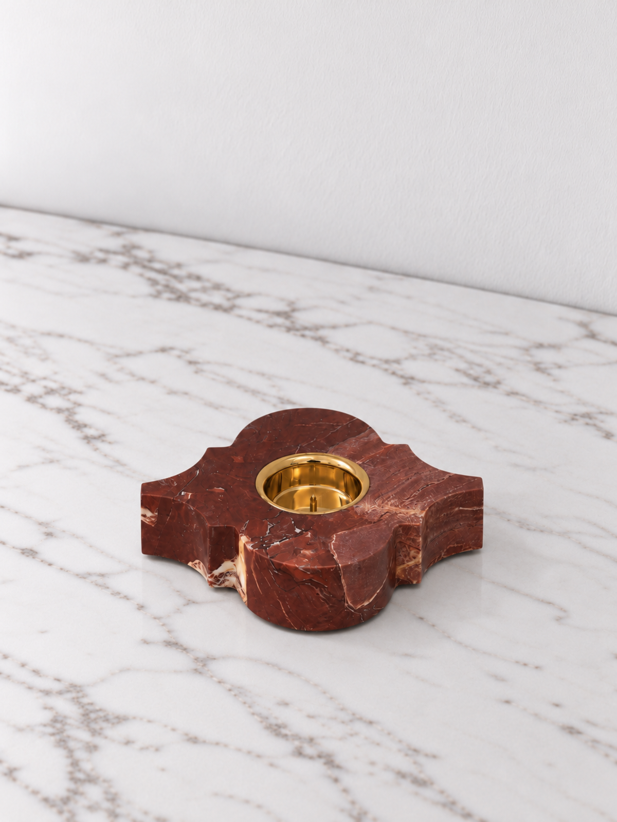 Rosso Petal Marble T-Light Holder