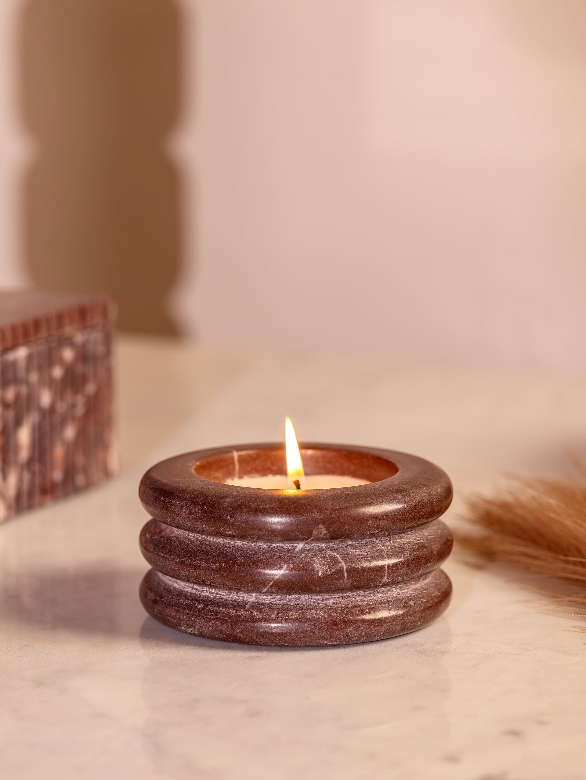Marble Candle Vessel Red Levanto