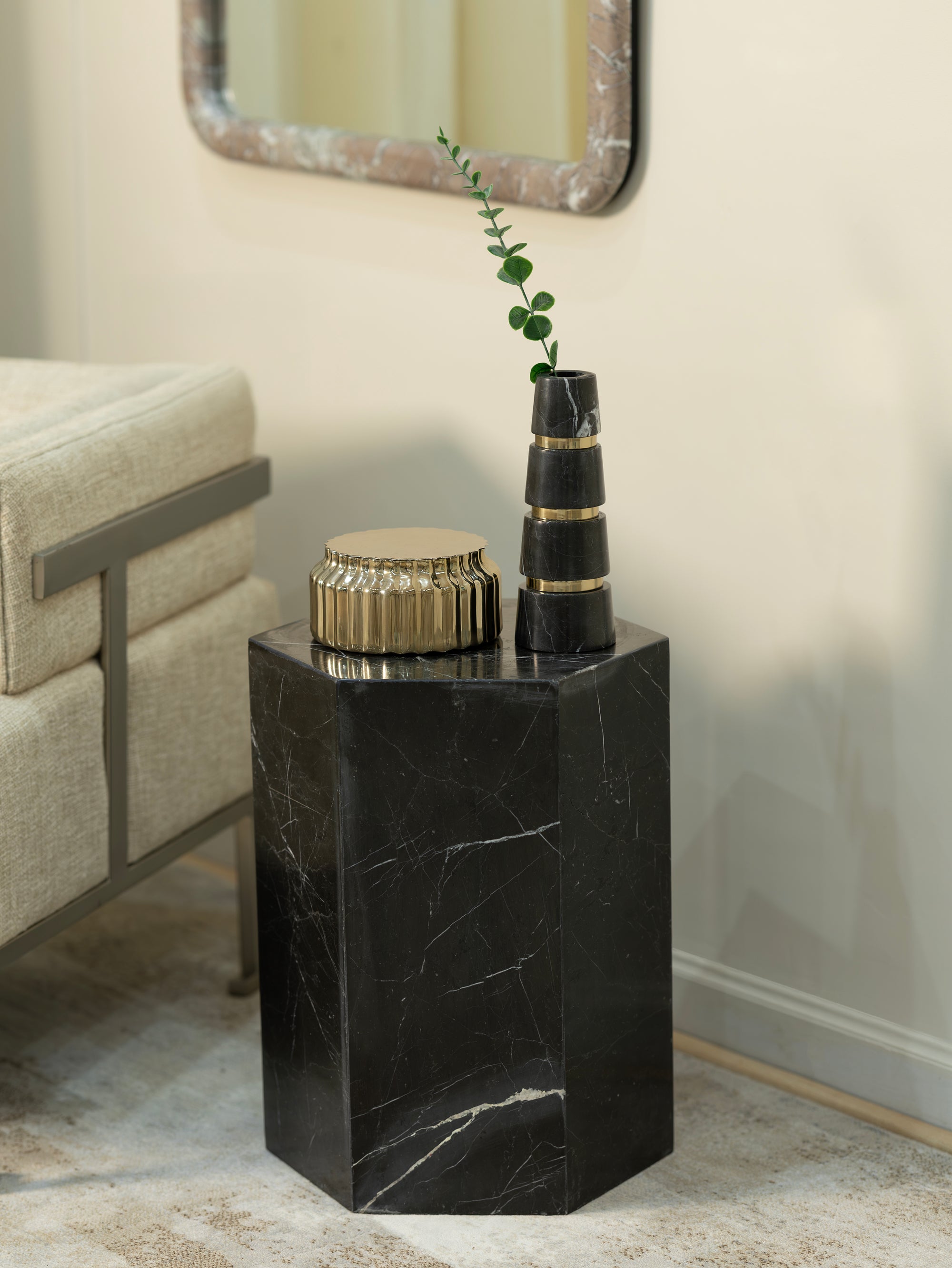 Spanish Marquina Monolith Side Table - H-STT-0003A image 1