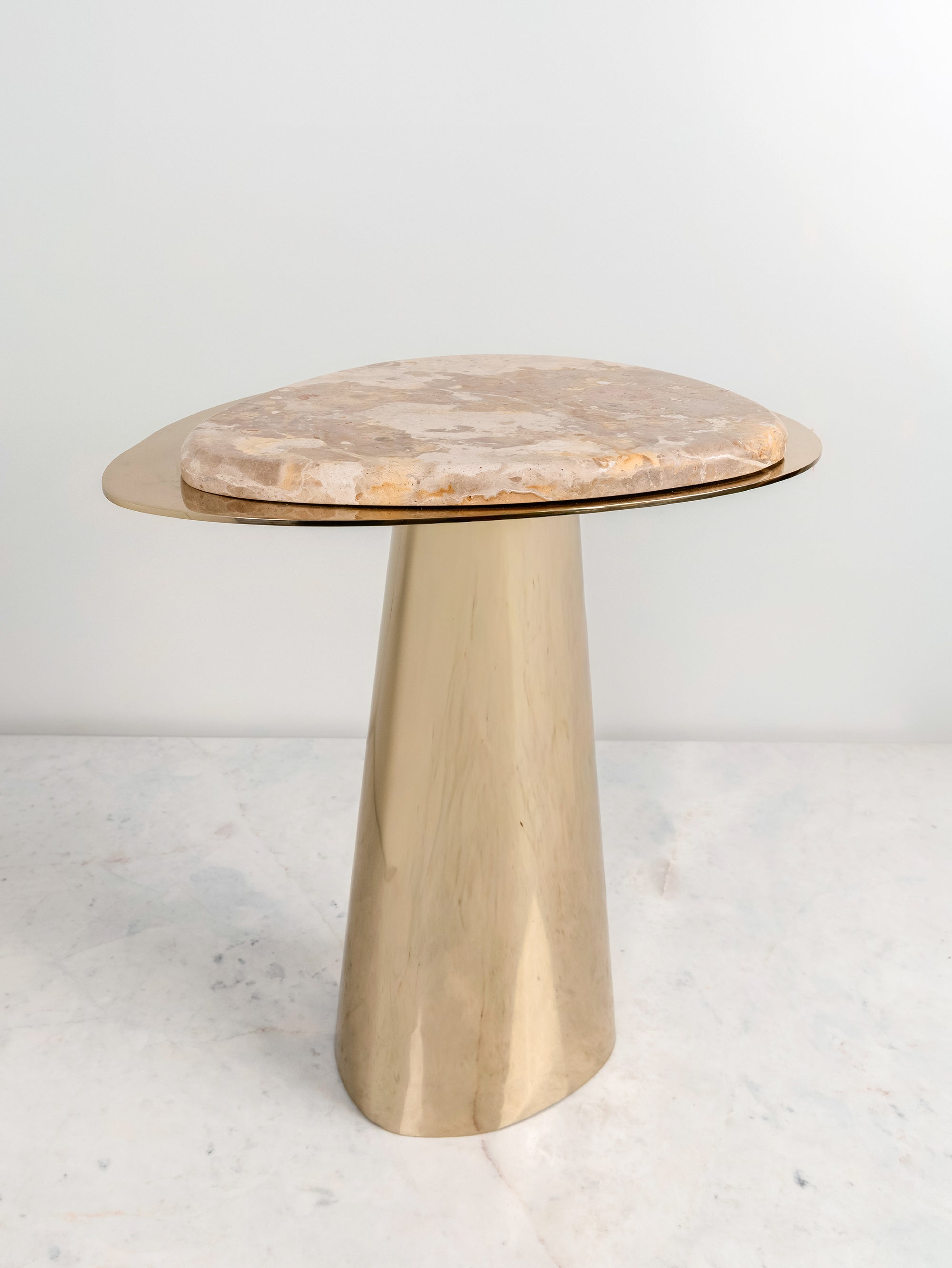 Aurevo Fossil Beige Marble Side Table - H-STT-0027 image 3