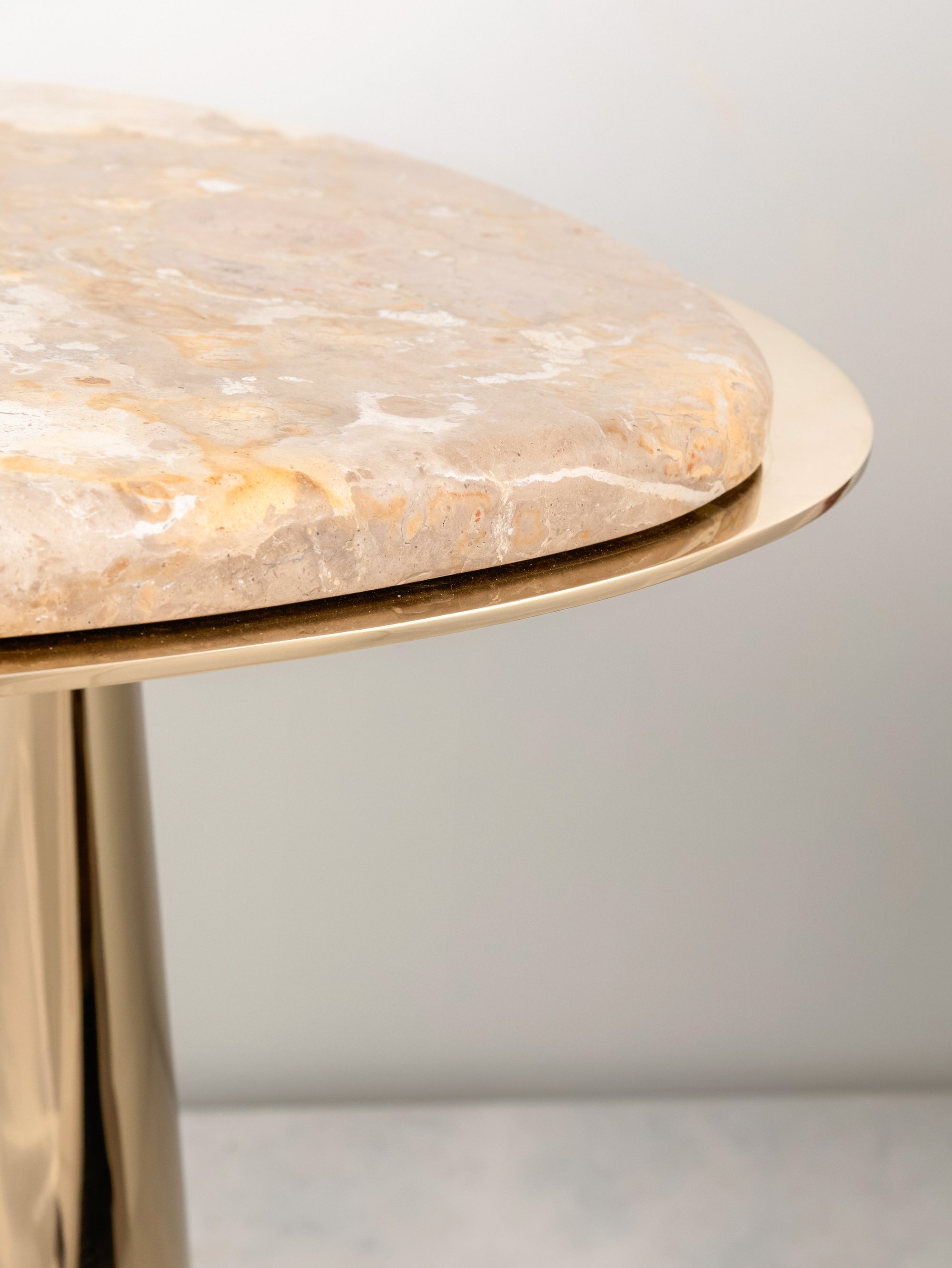 Aurevo Fossil Beige Marble Side Table - H-STT-0027 image 4