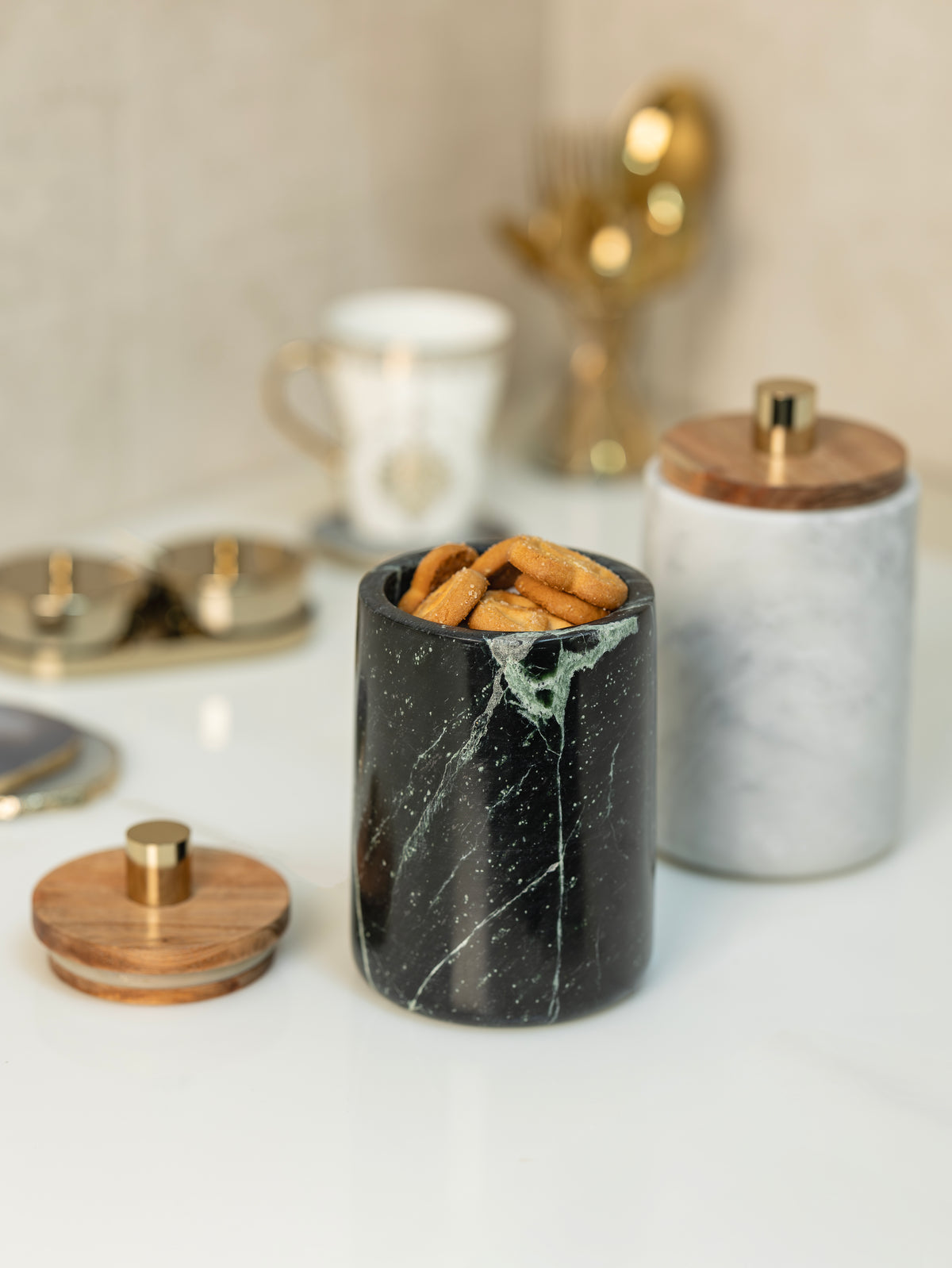 Aurelia Green Marble Storage Jar - H-STW-0070B image 1