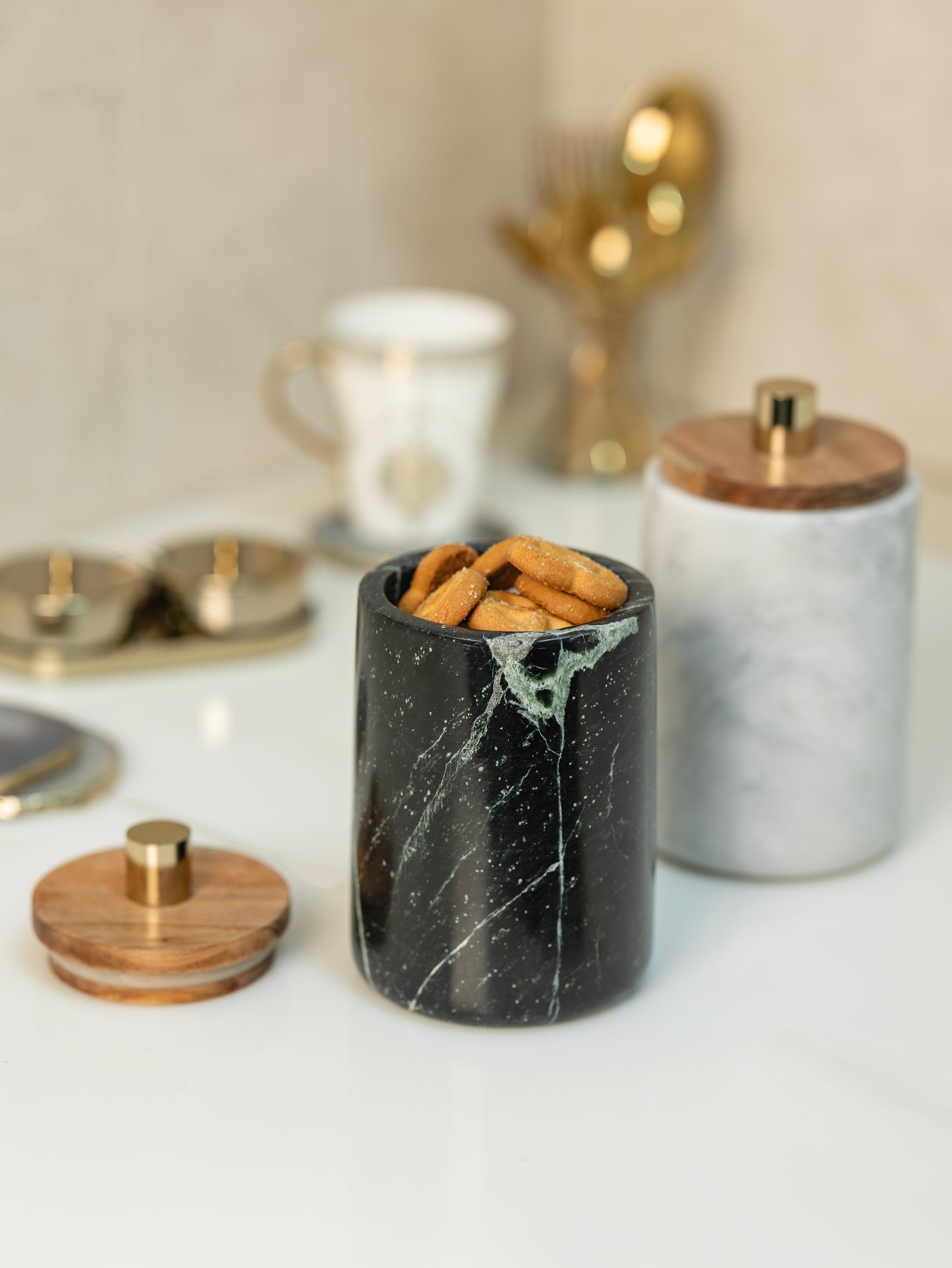Aurelia Green Marble Storage Jar - H-STW-0070B image 1
