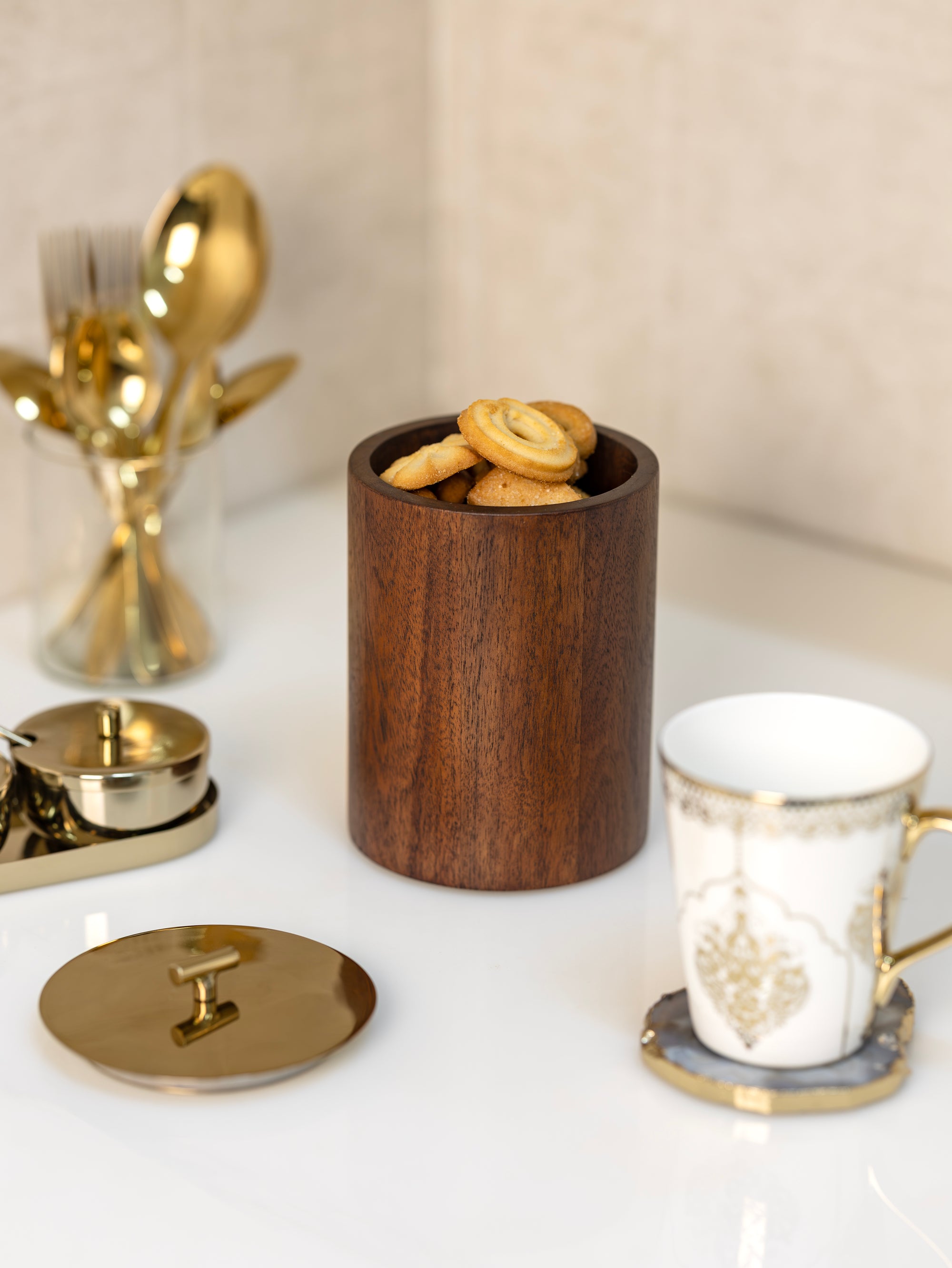 Aurex Wooden Storage Jar