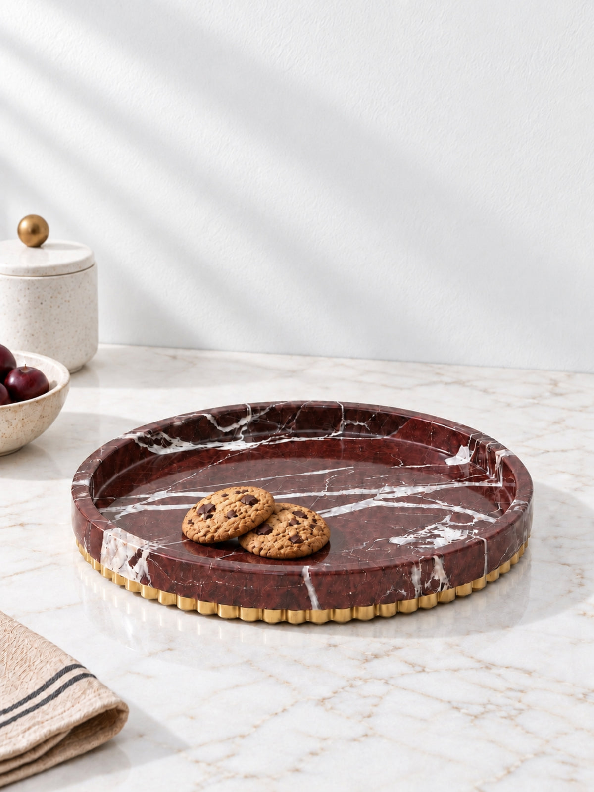 Rosso Levanto Marble Étoile Tray - view 1
