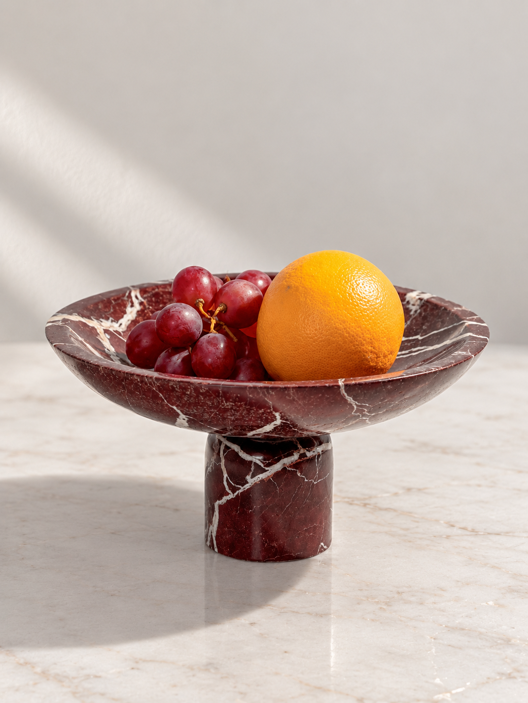 Spanish Rosso Levanto Plinth Vein Pedestal Bowl - view 2