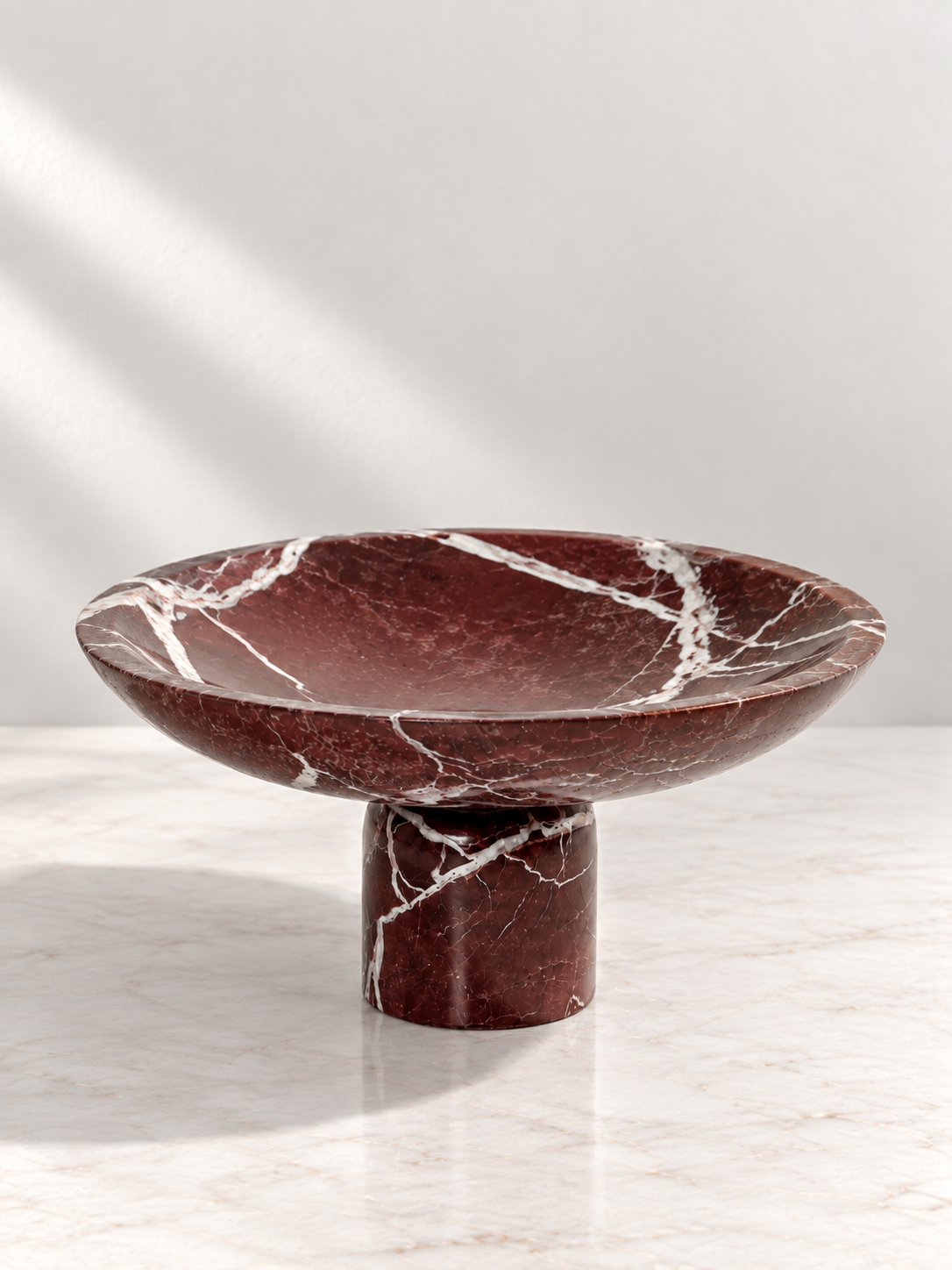 Spanish Rosso Levanto Plinth Vein Pedestal Bowl - view 3