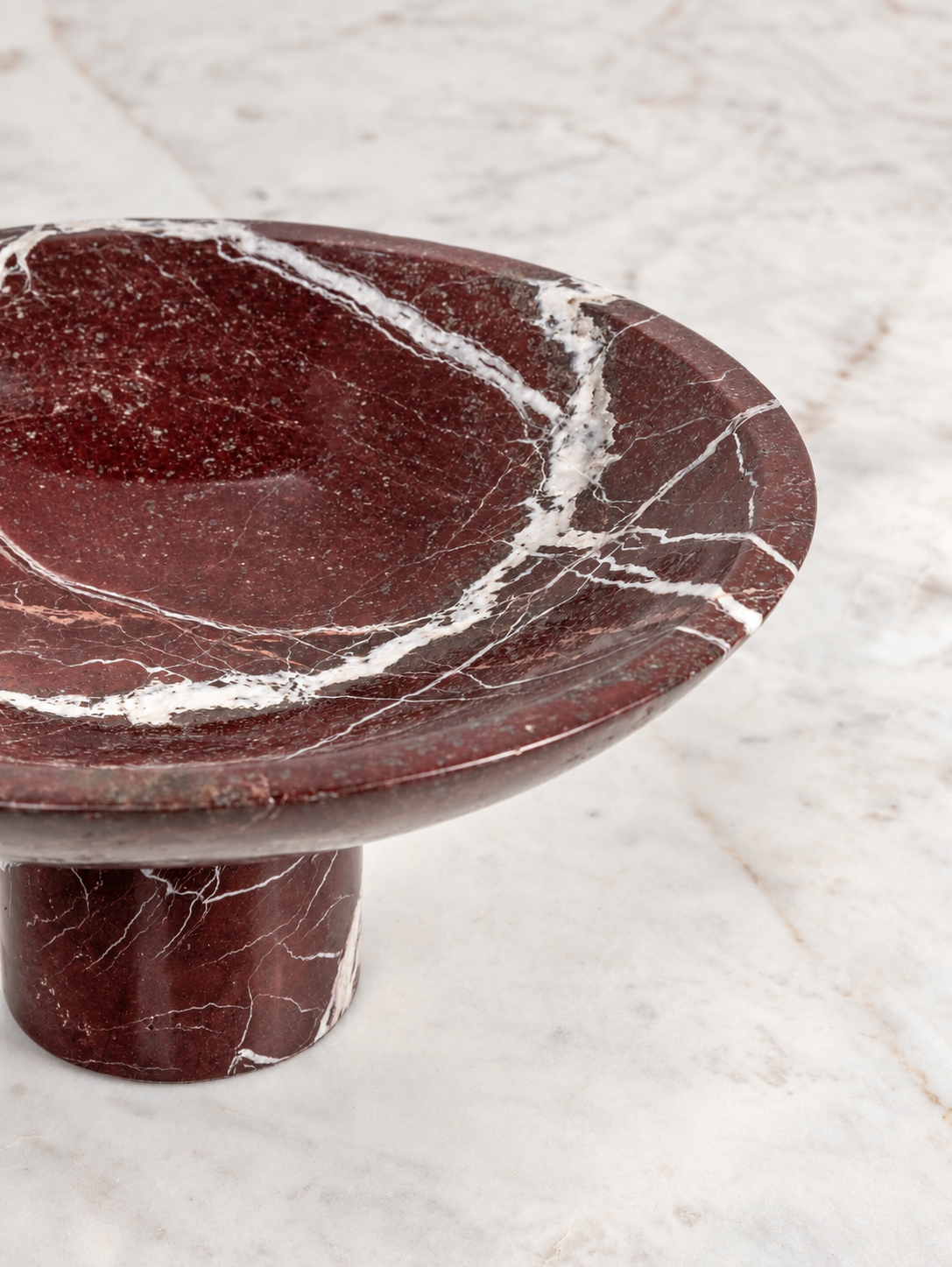 Spanish Rosso Levanto Plinth Vein Pedestal Bowl - view 4