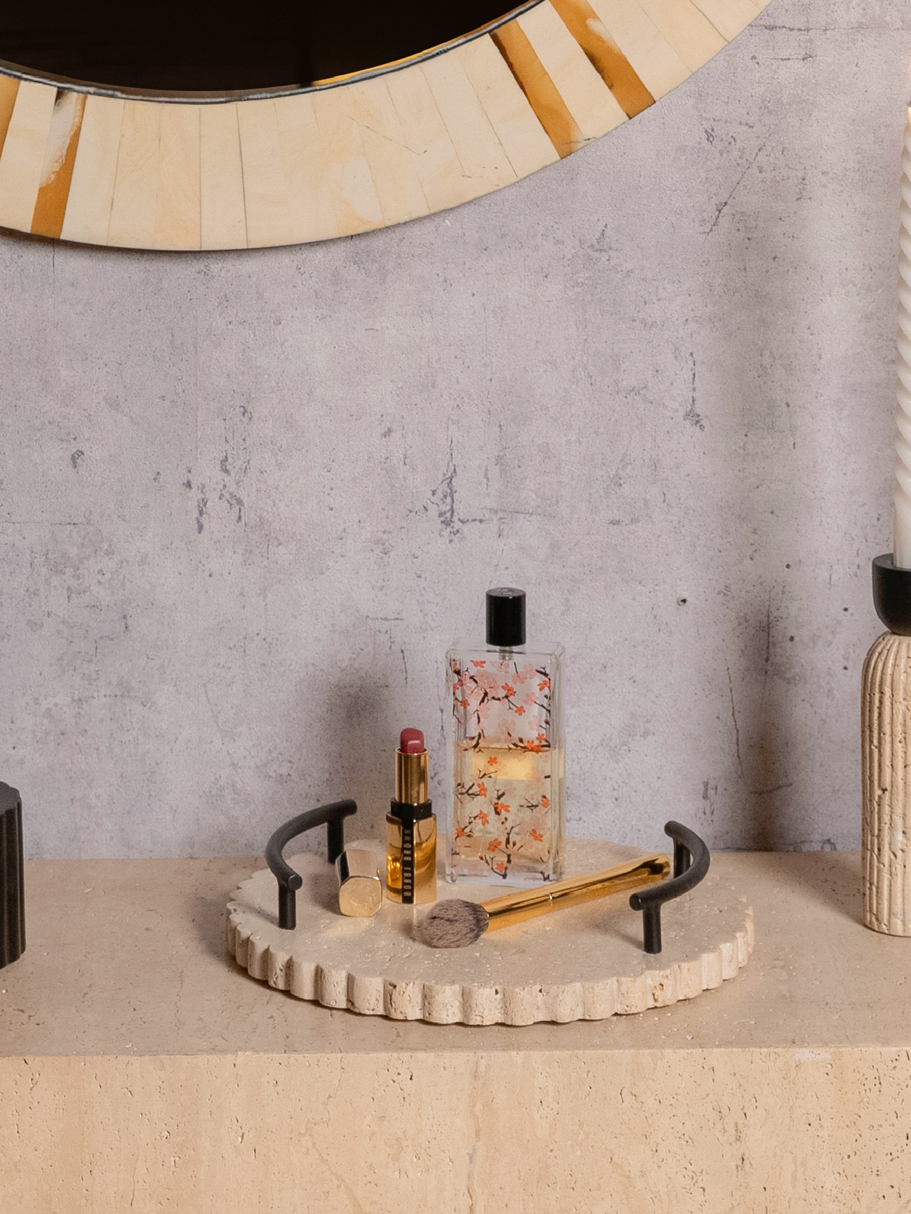 Scallop Edge Travertine Tray - H-STW-0103 image 1