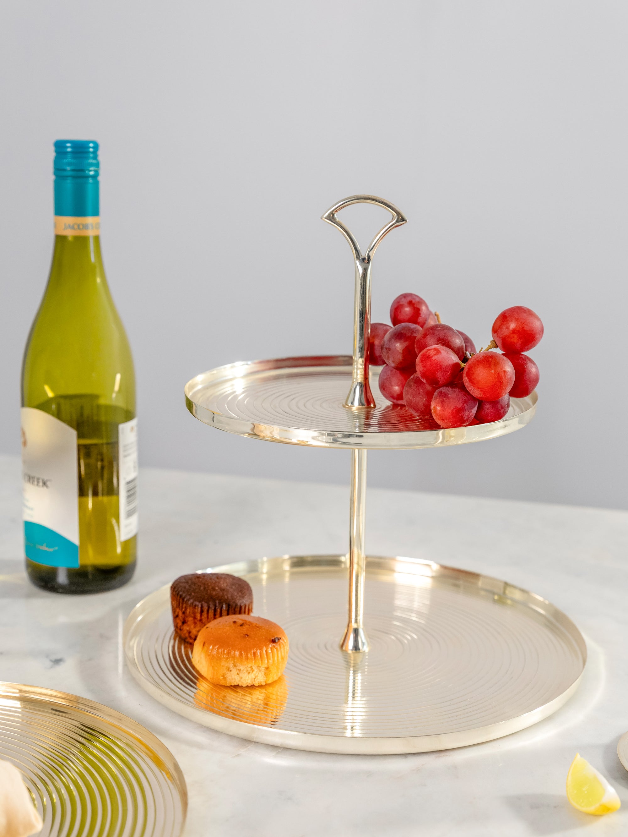 Gilded Elegance Two-Tier Serving Stand