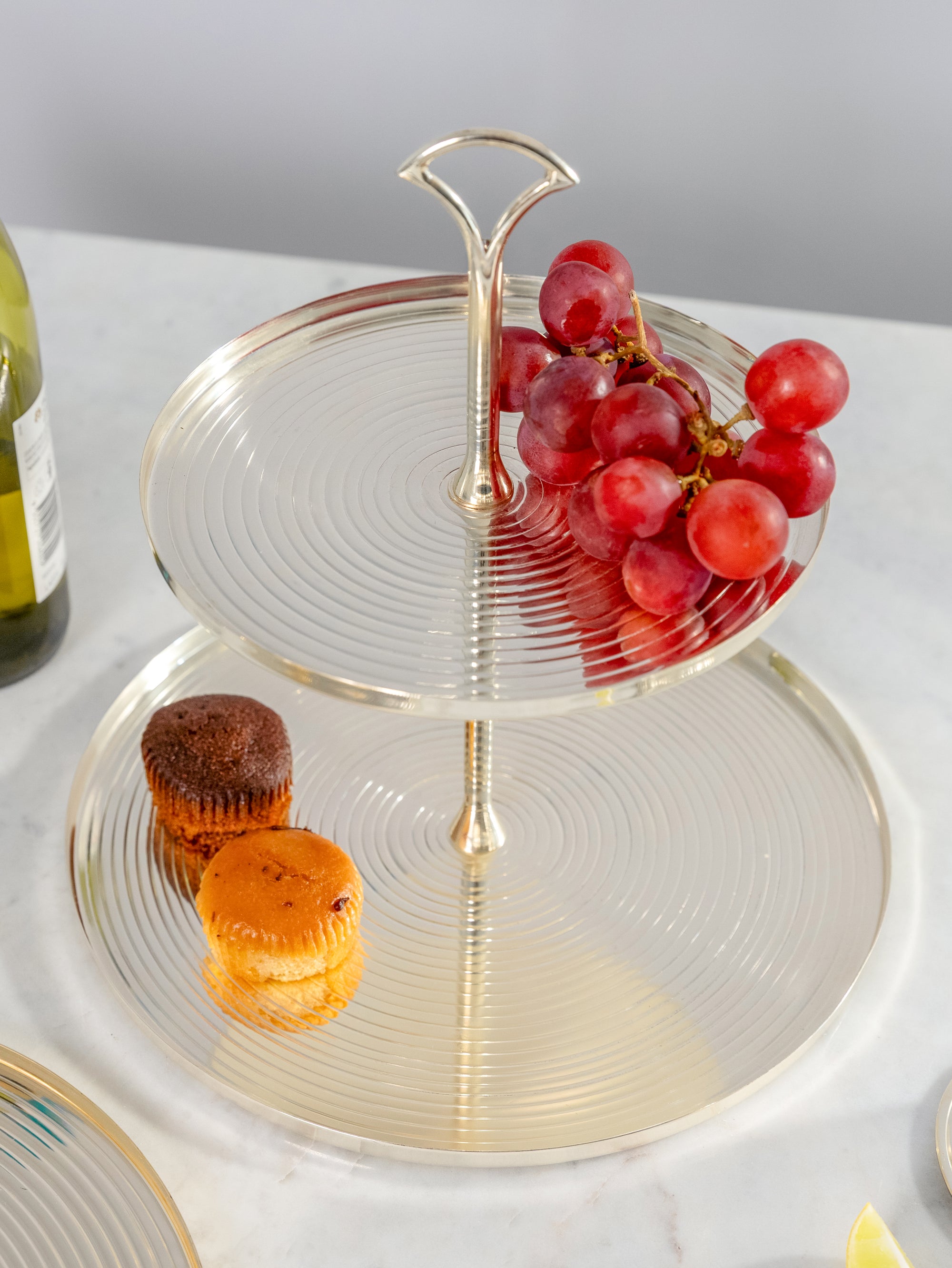 Gilded Elegance Two-Tier Serving Stand